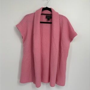 St. John Pink Cashmere Women's Short Sleeve Open Front Sweater